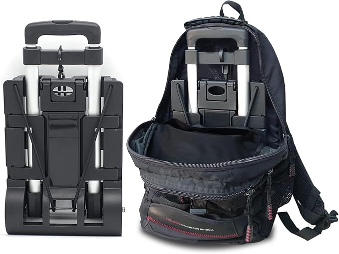 Folding Hand Truck Aluminum Trolley,Small Dolly, Foldable Hand Cart Collapsible 2 Wheel Luggage Trolley Dolly Expandable Large Chassis Foldable into Backpack