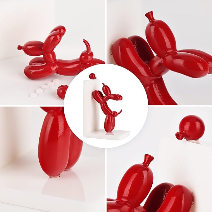 Resin Balloon Dog Book Ends Decorative,Balloon Dog Bookends Animal Bookends,Animal Book Ends for Kids Books,Cute Bookends Unique Book Ends Book Stopper Book Holder for Shelf Office Home Decor