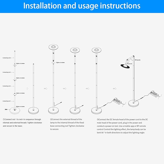 Smart Floor Lamp, 70in RGB Living Room Floor Lamp with App & Remote Control, 180° Adjustable Head, Stepless Dimming & Color Changing for Bedroom, Office