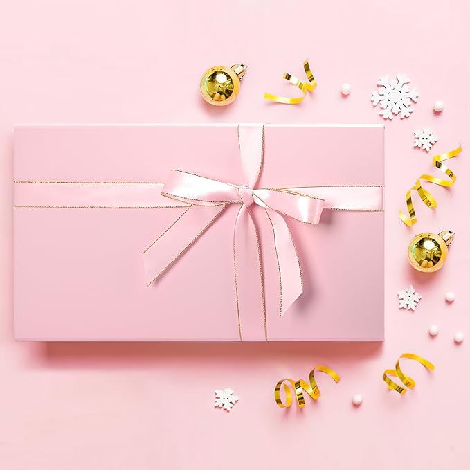 LIFELUM Pink Gift Box 13.85'' x 8.35'' x 4.45'' Gift for Valentines Large Gifts Boxes for Presents Birthday Magnetic Box for Gifts with Luxury Filler,Card, Ribbon,Sticker 1 Pack