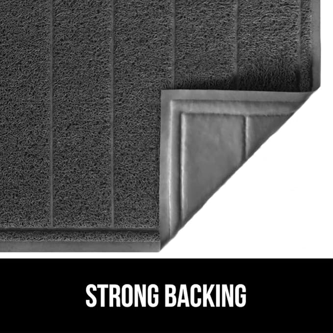 GORILLA GRIP Dirt Grabber Mesh Doormat, Low-Profile, Stain and Fade Resistant Heavy Duty Quick Dry Striped Doormats, Mats for Indoor or Outdoor Entry, Shoe Scraper, Garage Entrance Mat 35x23 Dark Gray