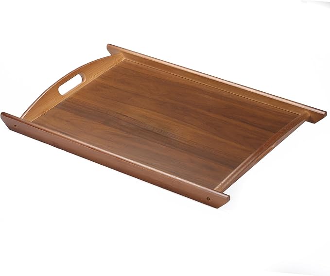 Wood Serving Tray with Handles, Wooden Tray, 20.47 inch Square Decorative Serving Trays Platters for Home, Party, Coffee Table,Dining Table & Countertop