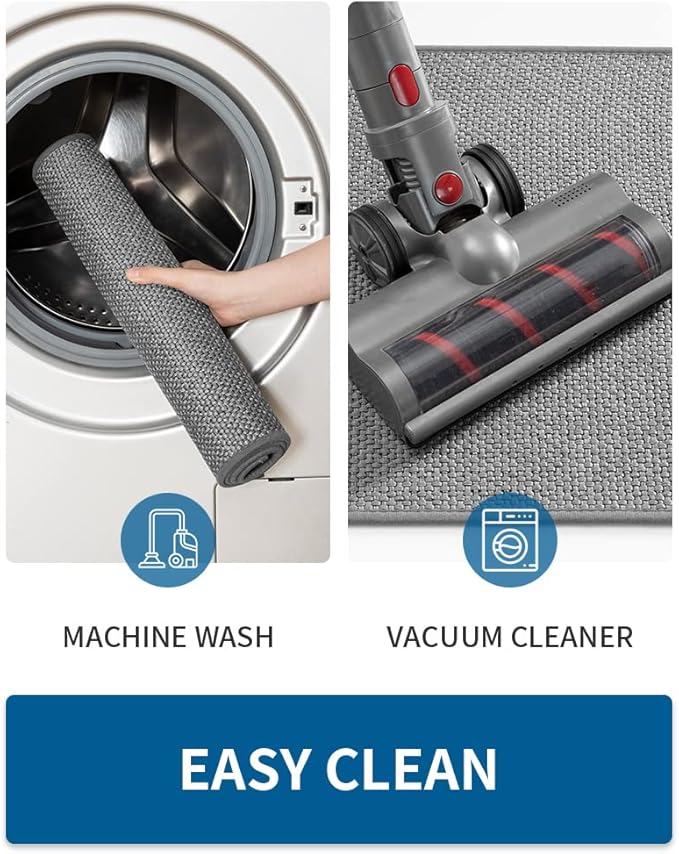 MontVoo Kitchen Rugs and Mats Non Skid Washable, Absorbent Runner Rugs for Kitchen, Front of Sink, Kitchen Mats for Floor (Dark Grey, 20"x32")