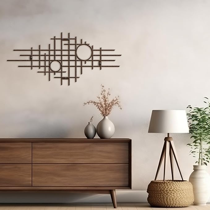 SIGNLEADER Metal Wall Decor Round Circle Abstract Minimalist Modern Luxury Wall Sculpture Hangings 3D Statue Home Decoration for Living Room, Bedroom, Bathroom, Kitchen, Fireplace, Office - 24" Bronze