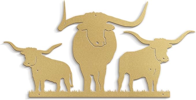 SIGNLEADER Metal Wall Art Decor Three Cows Minimalist Modern Abstract Wall Sculpture Hangings Home Decoration for Living Room, Bedroom, Bathroom, Kitchen, Outdoor - 18" Gold