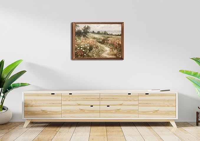 Vintage Cottagecore Canvas Wall Art Farmhouse Wildflower Nature Flower Posters Prints Country Watercolor Style Pictures Wall Decor for Living Room Bedroom Office Bathroom Home Decor 16x24in Framed