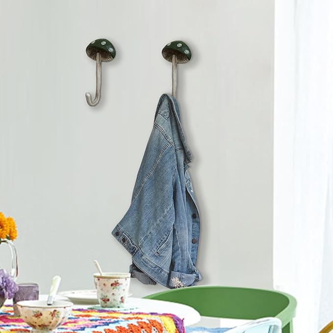 Bohemian Mushroom Wall Hook - Unique Cute Cool Fun Wall Hook Furniture Room Decor for Coat and Towel - Nursery, Kitchen, Bedroom, Bathroom,Coat Hooks (Ellipse)