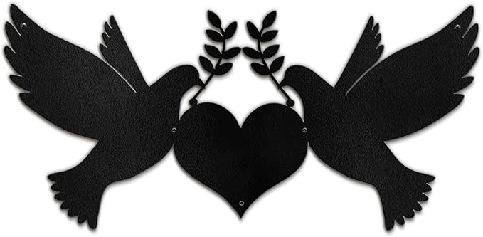 SIGNLEADER Metal Wall Art Decor Dove of Peace and Love Minimalist Modern Abstract Wall Sculpture Hangings Home Decoration for Living Room, Bedroom, Bathroom, Kitchen, Outdoor - 18" Black