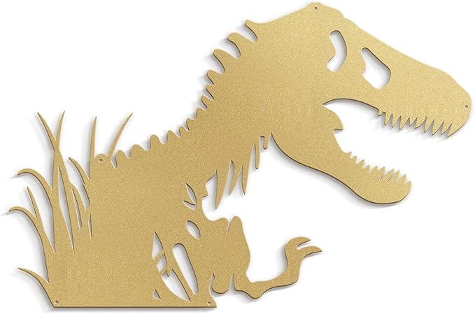 SIGNLEADER Metal Wall Art Decor T-Rex Breaking Out Minimalist Modern Abstract Wall Sculpture Hangings Home Decoration for Living Room, Bedroom, Bathroom, Kitchen - 18" Gold
