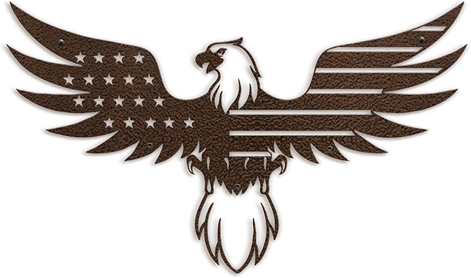 SIGNLEADER Metal Wall Art Decor Eagle Wearing American Flag Minimalist Modern Abstract Wall Sculpture Hangings Home Decoration for Living Room, Bedroom, Bathroom, Kitchen, Outdoor - 18" Bronze