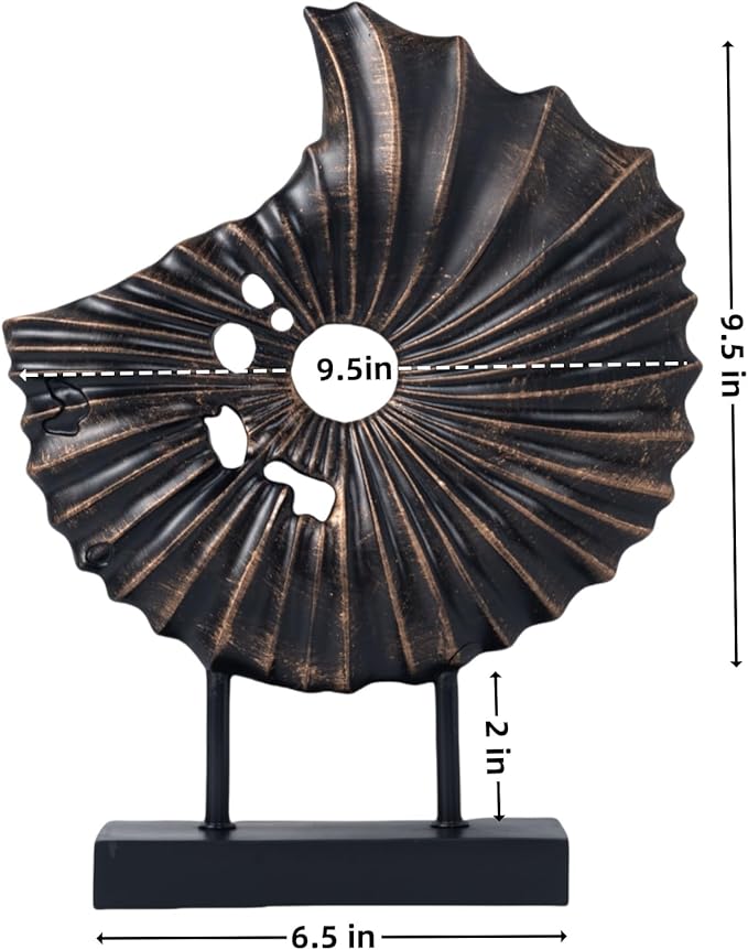 Unique Round Coin Sculpture Decorative Objects for Shelf Home Decor Accents, Modern Abstract Tabletop Decor Items for Living Room Fireplace Mantel, Above Cabinet (Black L)