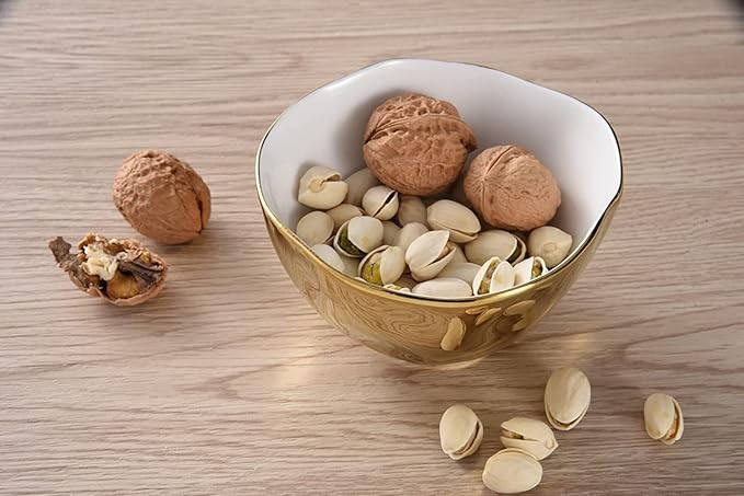 Pampa Bay Moonlight Tarnish Free Porcelain Snack Bowl with gold titanium