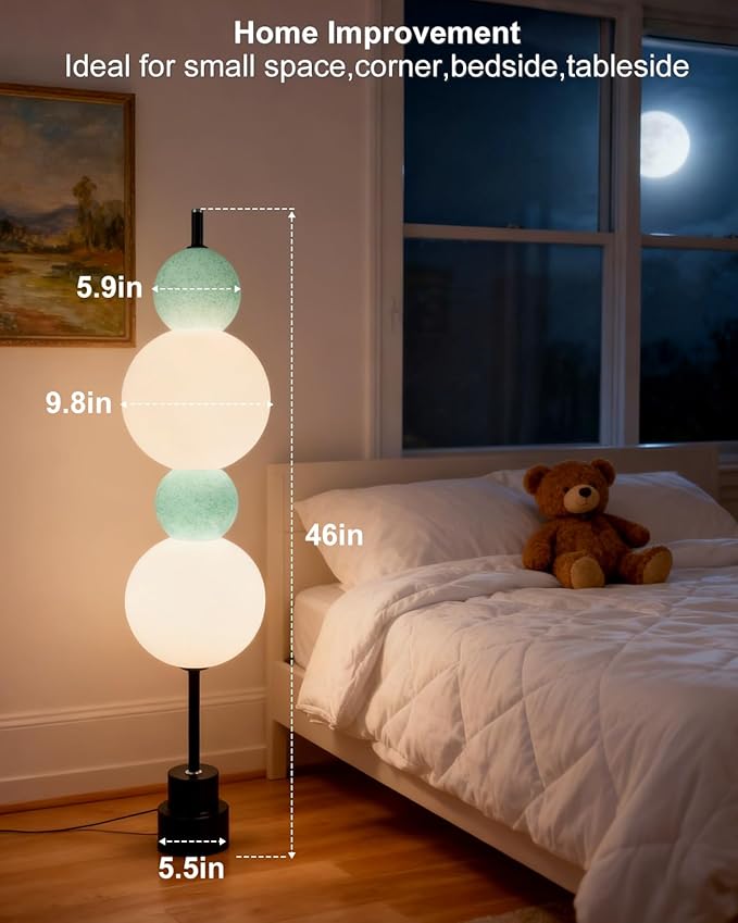 ACOHOOK Blue Globe Floor Lamp - 3 CCT (3000K/4000K/5000K) Dimmable LED, Touch Switch, Modern Tall Standing Lamp for Bedroom, Living Room, Home Office