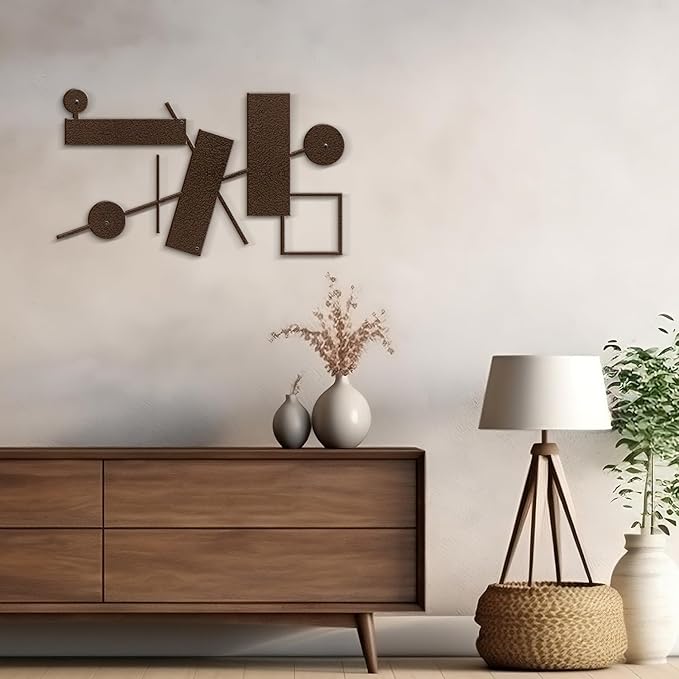 SIGNLEADER Metal Wall Decor Rectangles Abstract Picasso Minimalist Modern Luxury Wall Sculpture Hangings 3D Statue Home Decoration for Living Room, Bedroom, Bathroom, Kitchen, Fireplace, Office - 24" Bronze