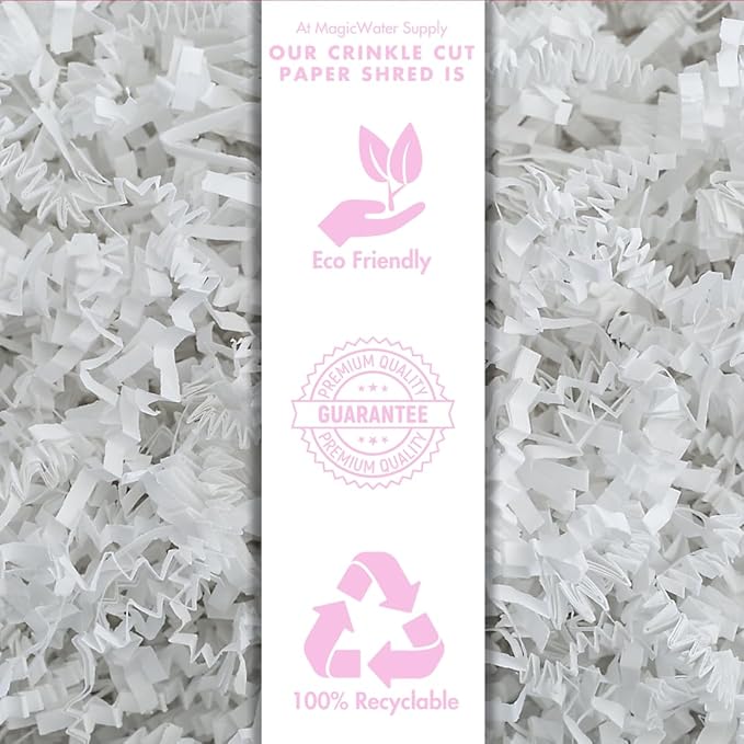 MagicWater Crinkle Cut Paper for Gift Baskets - 2LB White - Perfect for Shredded Paper Filler, Basket Filler, Gift Boxes, Bridesmaid Gifts, Christmas Stuffers & More – Ideal for All Occasions