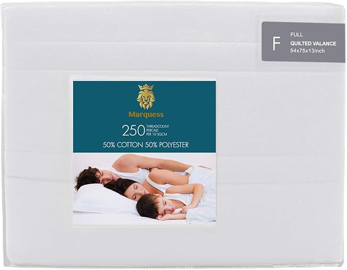 Marquess Tailored Bed Skirt Blended Quilted-Hang Down Feeling Enhancement Wrap Around Thick Bed Skirt,Dust-Proof, Wrinkle Fade Resistant Dust Ruffle with Classic 14’’Drop for Bedroom(King White)