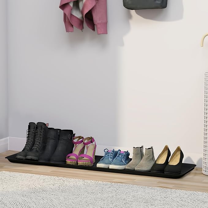 Matace 3 Pack Rubber Extra Large Shoe Tray for Entryway,Long Boot Tray,Slim Boot Mat for Indoor and Outdoor Use,16x55 in, Rectangular (Pack of 3)