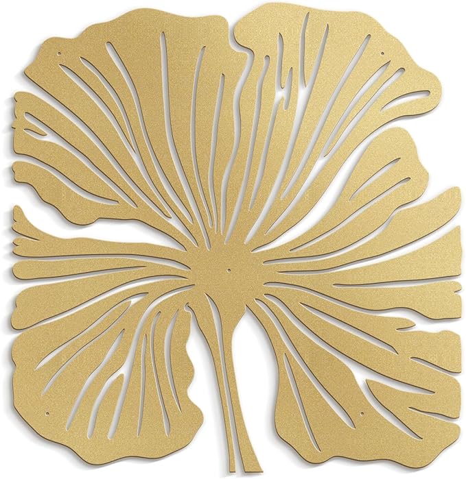 SIGNLEADER Metal Wall Art Decor Big Leaves Minimalist Modern Abstract Wall Sculpture Hangings Home Decoration for Living Room, Bedroom, Bathroom, Kitchen, Outdoor - 18" Gold