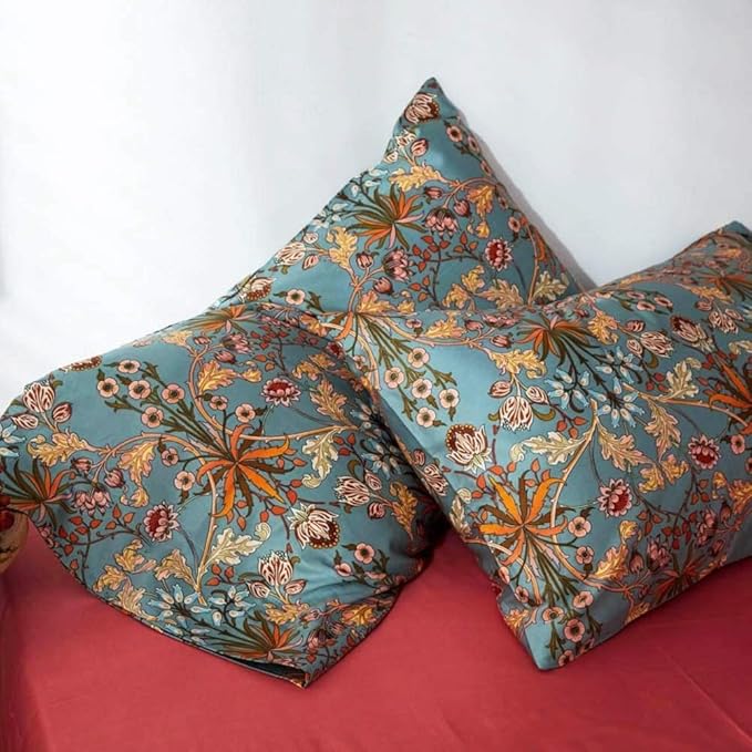 LifeTB Vintage Floral Bohemia Duvet Cover Twin XL Boho Floral Bedding Set Luxury Soft Long Staple Cotton Comforter Cover Vibrant Flower Pattern Duvet Cover with Zipper Closure Farmhouse Bedding Set