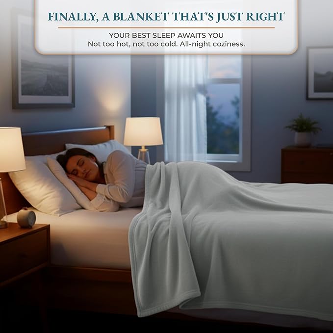 Casa Platino Fleece Blanket Twin Size – 300 GSM Fleece Throw for Bed or Couch – Soft Cozy Warm Holiday Winter Blanket for Bed, Fuzzy Plush Elegant Gifts for Kids, Men & Women - 68x90 Inch - Mineral