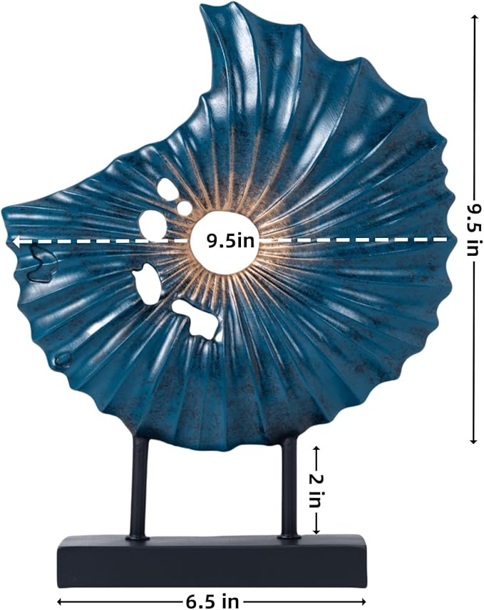 Unique Round Coin Sculpture Decorative Objects for Shelf Home Decor Accents, Modern Abstract Tabletop Decor Items for Living Room Fireplace Mantel, Above Cabinet (Blue L)