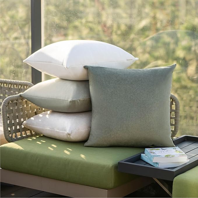 a moment Set of 2 Decorative Pillow Covers,18x18 Inch Waterproof Throw Pillow Cases,Pet-Friendly Stain-Resistant Cushion Covers for Sofa Couch Bed Outdoor Forest Green