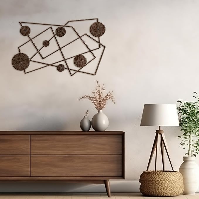 SIGNLEADER Metal Wall Decor Picasso Lines Geometric Minimalist Modern Luxury Wall Sculpture Hangings 3D Statue Home Decoration for Living Room, Bedroom, Bathroom, Kitchen, Fireplace, Office - 24" Bronze