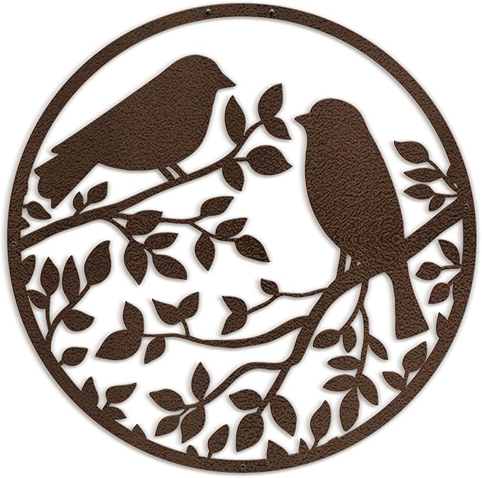 SIGNLEADER Metal Wall Art Decor Two Birds in Branches Minimalist Modern Abstract Wall Sculpture Hangings Home Decoration for Living Room, Bedroom, Bathroom, Kitchen, Outdoor - 18" Bronze
