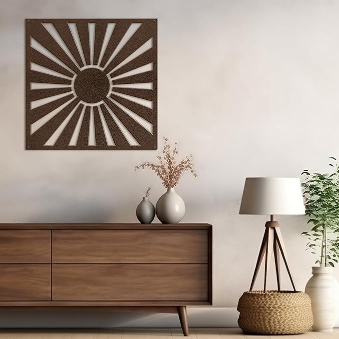 SIGNLEADER Metal Wall Decor Sun Ray Minimalist Modern Luxury Wall Sculpture Hangings 3D Statue Home Decoration for Living Room, Bedroom, Bathroom, Kitchen, Fireplace, Office - 24" Bronze