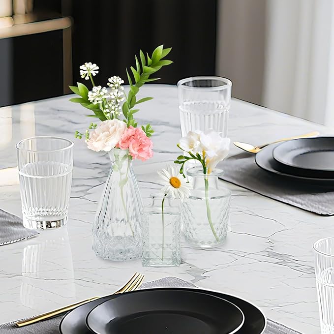 40PCS Clear Glass Bud Vases Set,Small Flower Arrangement Vase,Vintage Crystal Glass Design,Wedding,Party Decoration,Home Flower Arrangement (40)
