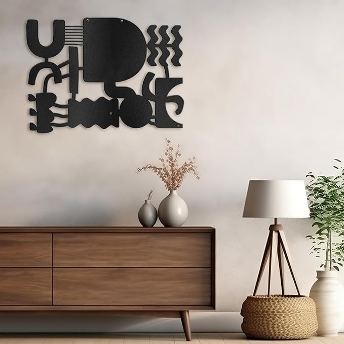 SIGNLEADER Metal Wall Decor Matisse Picasso Minimalist Modern Luxury Wall Sculpture Hangings 3D Statue Home Decoration for Living Room, Bedroom, Bathroom, Kitchen, Fireplace, Office - 18" Black