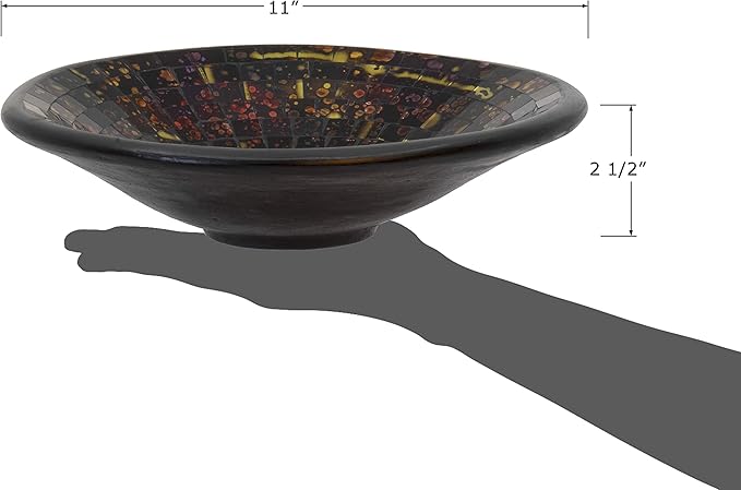 Red Co. Glass Mosaic Ceramic Decorative Accent and Centerpiece Bowl - Round 11 inches