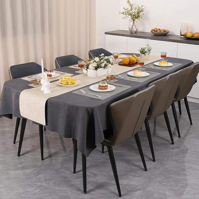 Myir JUN Reversible Vinyl Placemats Set of 4, Faux Leather Place Mats Dual Sided Waterproof Wipeable, Heat-Resistant Table Mats for Kitchen Dining Indoor Outdoor (12" x 17", Light Gray Cream-White)