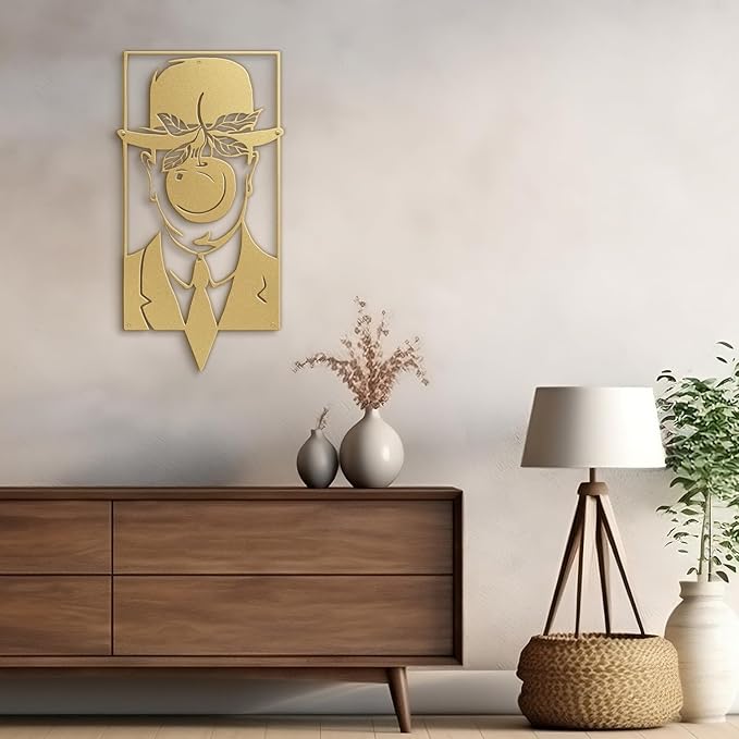 SIGNLEADER Metal Wall Art Decor Chaplin Modern Abstract Wall Sculpture Hangings Home Decoration for Living Room, Bedroom, Bathroom, Kitchen, Outdoor - 18" Gold