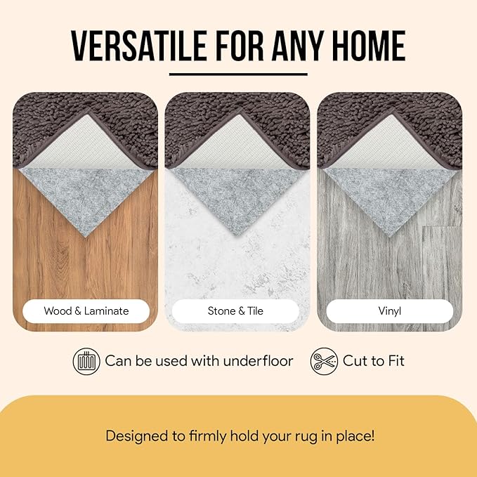 Non Slip Rug Pad 2x8 Feet, 4/25" Thick Felt Cushioned Rubber Rug Gripper Pad for Hardwood, Laminate, Stone, Tile, Wood, Vinyl Floors & Carpet, Anti Skid Under Area Rug Pads