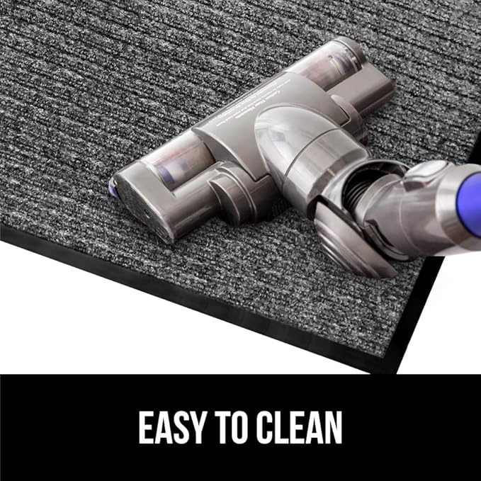 GORILLA GRIP Waterproof Traffic Guard Door Mat, Heavy Duty Entryway Mats, Strong Backing Commercial Utility Rugs for Office Hallway, Garage Floor and Home, Low Profile Carpet, 29x17, Light Gray