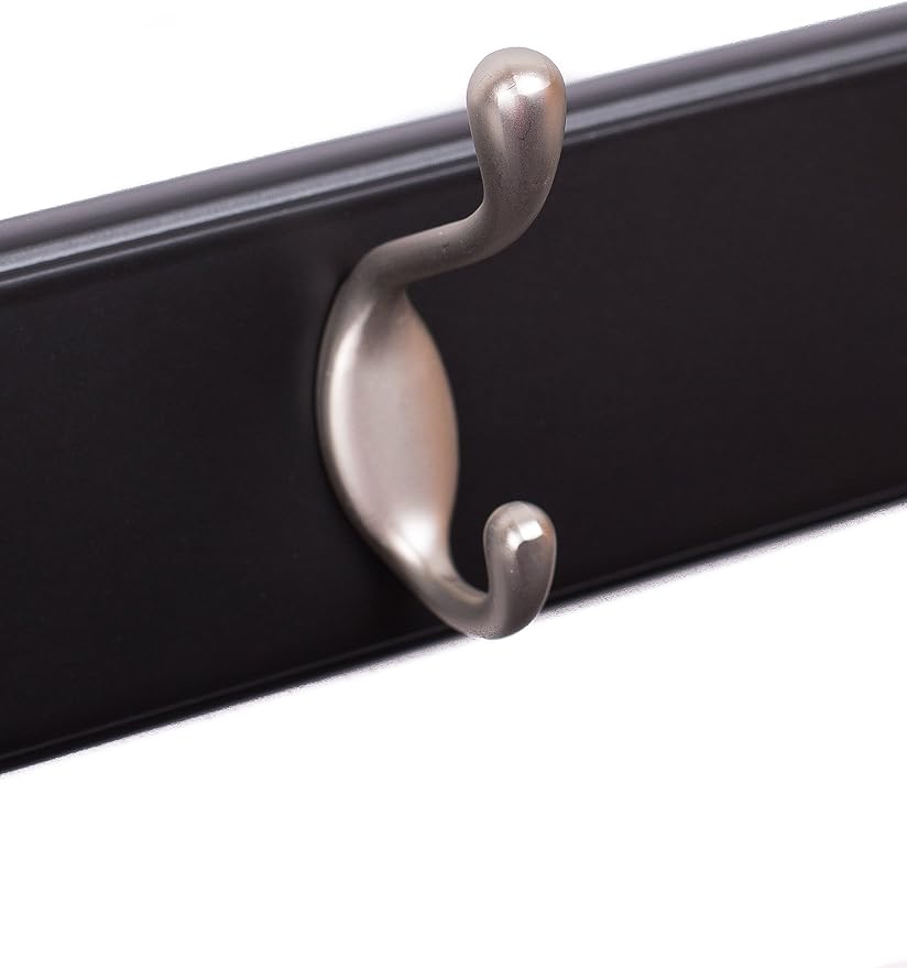 BIRDROCK HOME Oval Hook Coat and Hat Rack - 4 Hooks - 17 Inch - Wall Mount - Towel Leash Backpack Hook - Home Entryway Organization - Brown Finish - Bronze Hooks