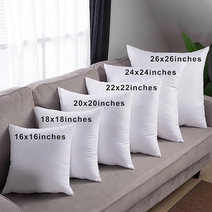 HITO 18x18 Pillow Inserts (Set of 4)- 100% Cotton Covering Down Alternative Throw Pillows White for Couch Bed Sofa