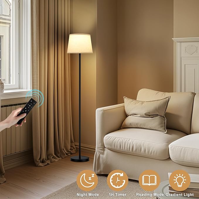 Raexpectis 【Upgraded Floor Lamps for Living Room, Modern Floor Lamp with Remote Control, Dimmable Colors Temperature Standing Lamp Foot Switch, 9W LED Bulb Tall Lamps for Bedroom Office Kid Room