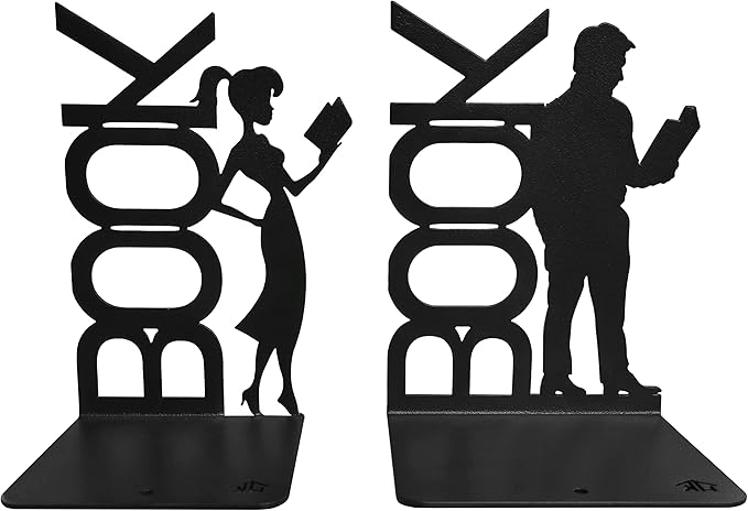 Book Metal Bookends,Decorative Bookends, Non Skid Book Ends, Book Stopper for Home/Office Decor/Shelves, Office Bookends, Library bookends, (7 Inch Tall)