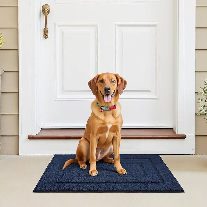 GRANNY SAYS Front Door Mat Outside Entrance, Welcome Matt Indoor Non-Slip, Door Mats for Outdoor, Entryway Front Porch Matt Low Profile Resist Dirt Easy to Clean, 32" x 20", Deep Blue