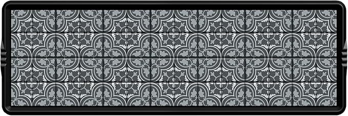 BEHERO Boot Tray Shoe Mat Decorative Patterned, Rubber Boot Matt Tray Indoor and Outdoor Use, 16" x47.5" Shoe Cleaning Mat Non-Slip, Shoe Storage Waterproof with Artistic Prints for Entryway(Gray)