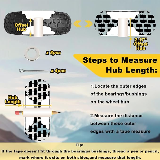 13 Inch Solid Rubber Tires, 4.00-6 Tire Flat Free with 5/8" Bearings, 2.17" Offset Hub for for GOR Garden Carts, Garden Wagon Carts, Trolleys, Hand Trucks and Utility Cart(2 Pack)