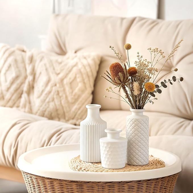 Matte White Glass Bud Vase Set of 12 – Small Minimalist Vases for Easy Home Styling, Perfect for Windowsills, Bedrooms, Bathrooms, and Table Centerpiece Décor