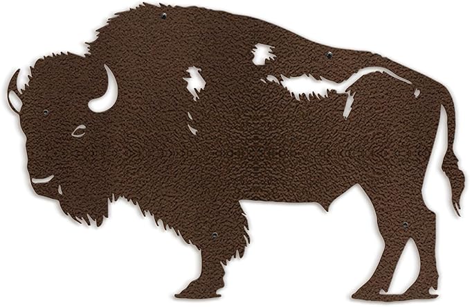 SIGNLEADER Metal Wall Art Decor Grazing Bison Rustic Western Decor Minimalist Modern Abstract Wall Sculpture Hangings Home Decoration for Living Room, Bedroom, Bathroom, Kitchen, Outdoor - 18" Bronze