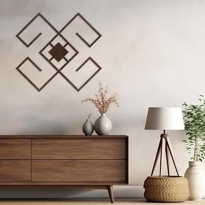 SIGNLEADER Metal Wall Decor Folk Symbol Minimalist Modern Luxury Wall Sculpture Hangings 3D Statue Home Decoration for Living Room, Bedroom, Bathroom, Kitchen, Fireplace, Office - 24" Bronze