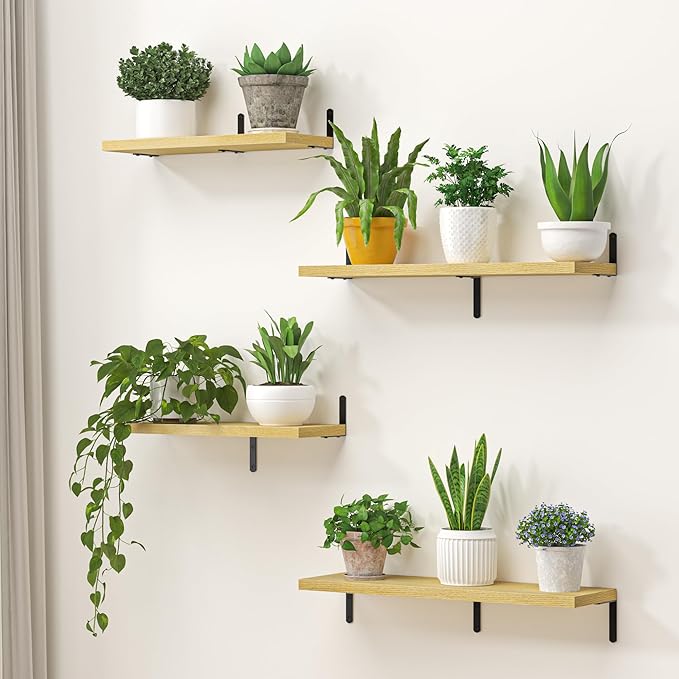 Marsmiles Extra Wide Floating Shelves for Wall, 32x8 Inch Natural Wood Grain Bookshelves, Heavy Duty Mounted Shelving for Bathroom, Kitchen, Living Room, Bedroom,Set of 2,Oak