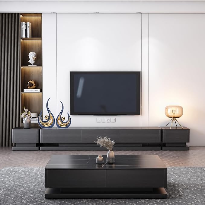 LCCCK 2-Pack Modern Abstract Art Home Decor Accent, Contemporary Statues Coffee Table Decor for Living Room, Dining Room Centerpieces, Ceramic Sculptures and Silver Knick Knacks for TV Stand Decor