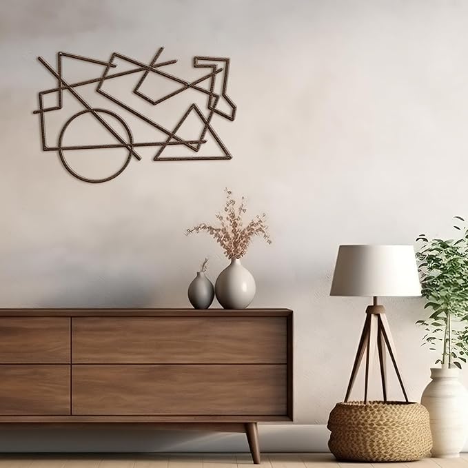 SIGNLEADER Metal Wall Decor Geometric Picasso Minimalist Modern Luxury Wall Sculpture Hangings 3D Statue Home Decoration for Living Room, Bedroom, Bathroom, Kitchen, Fireplace, Office - 18" Bronze
