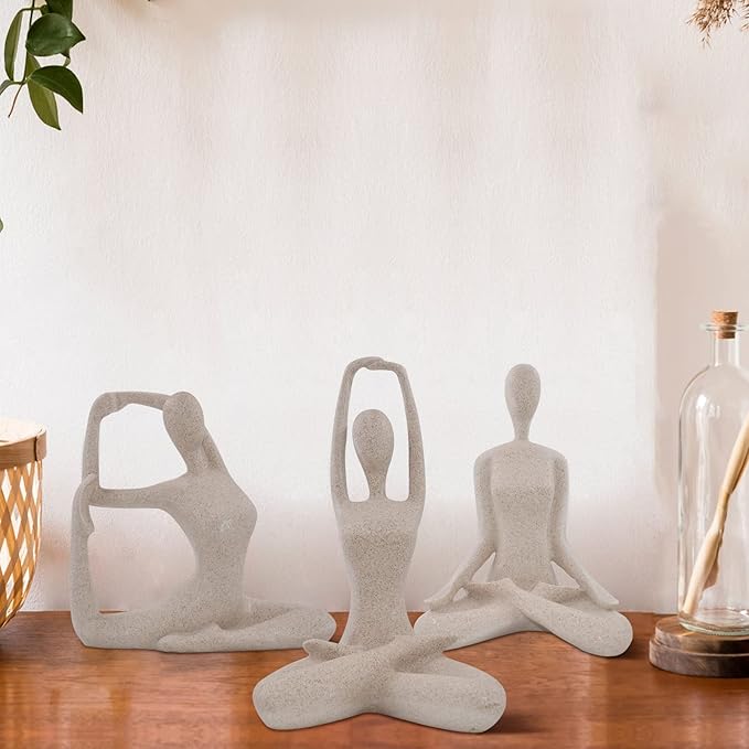 SIMON'S SHOP Yoga Sculpture Modern Accent Desk Decor Women Statues Resin Abstract Figurines for Workout Room Studio Yogis Statuette